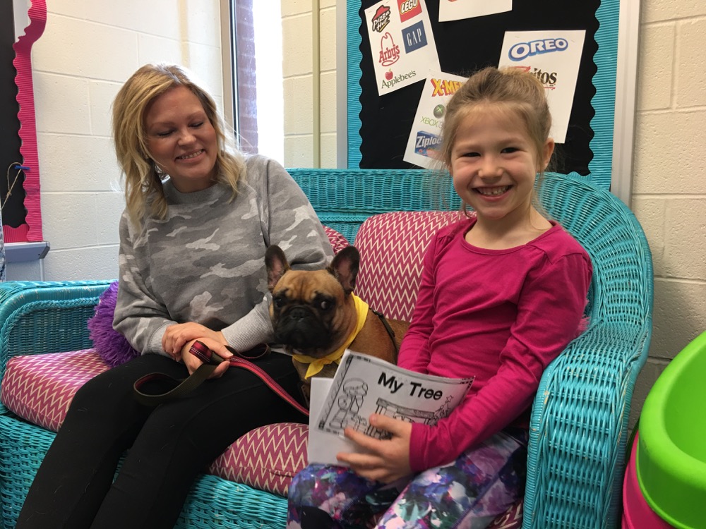 Reidenbaugh Students with Dog on Chair