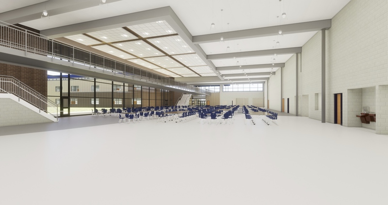 Middle School Construction: Lobby/Cafeteria Render as of April 2018