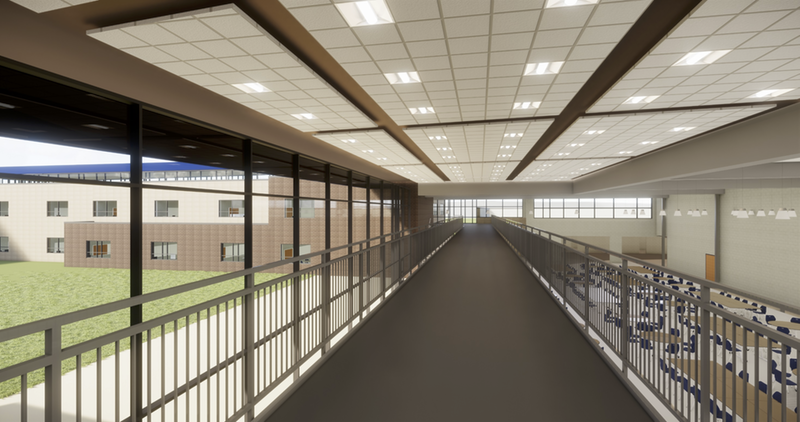 Middle School Construction: Lobby Bridge Render as of April 2018