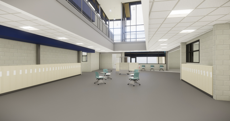 Middle School Construction: First Floor Academic Commons Render as of April 2018