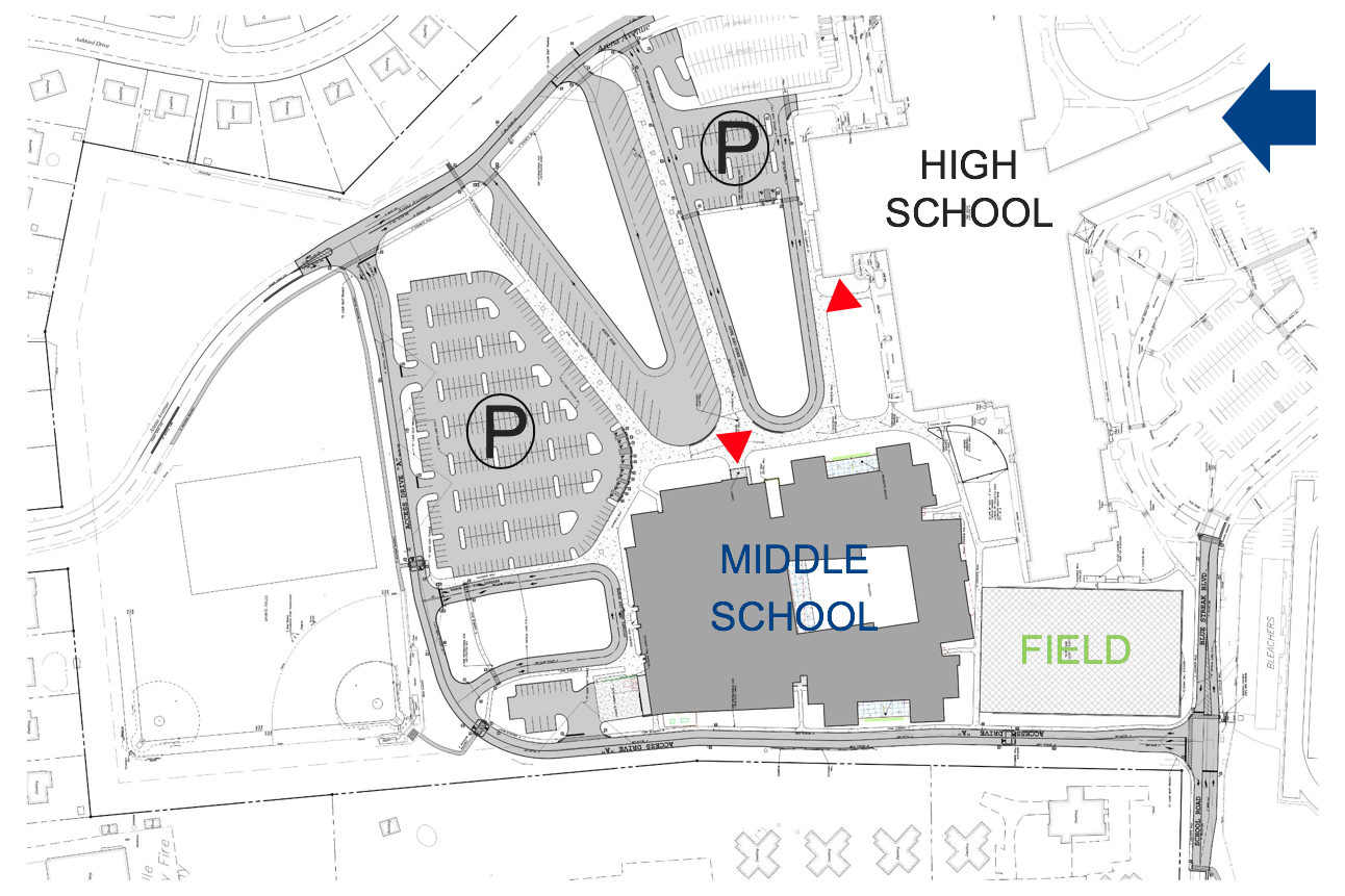 Site plan for Manheim Township Middle School construction project.
