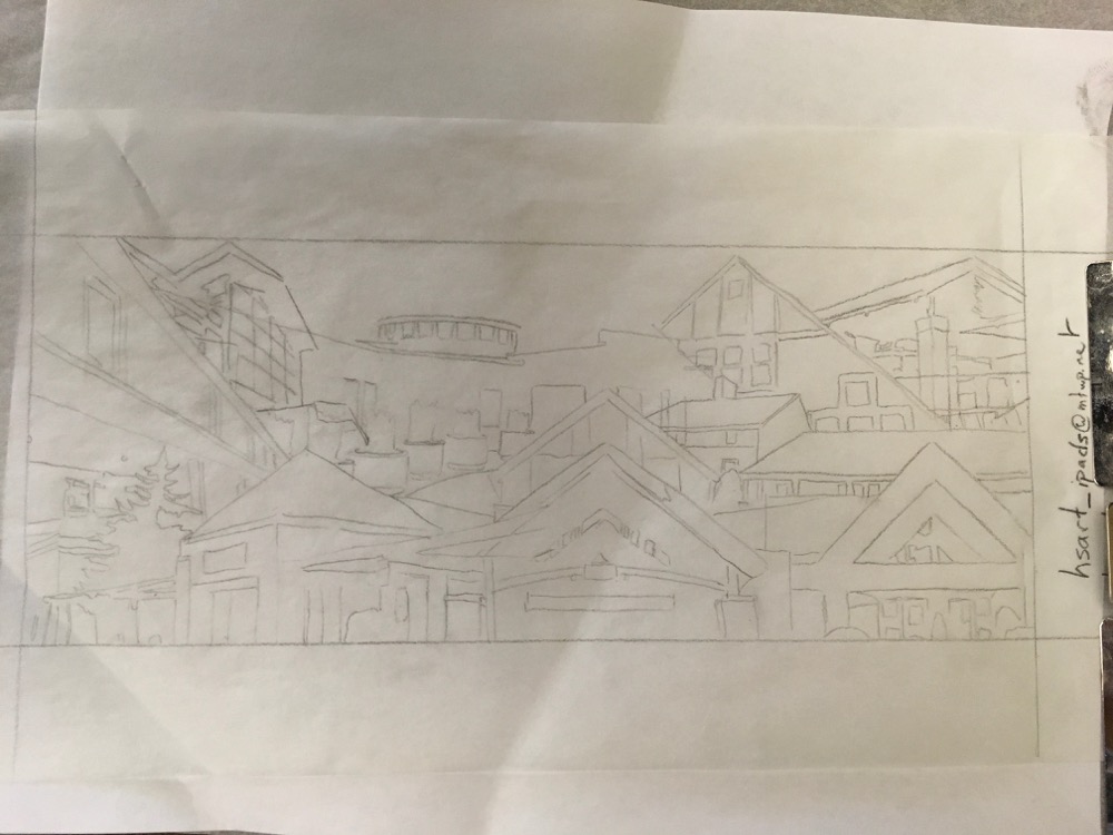 Initial rough sketch of Manheim Township School District mural