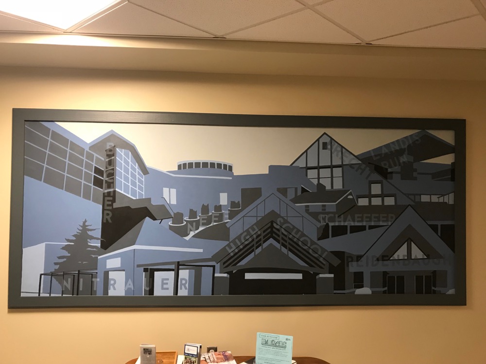 The MTSD Mural hanging in the lobby of the District Office