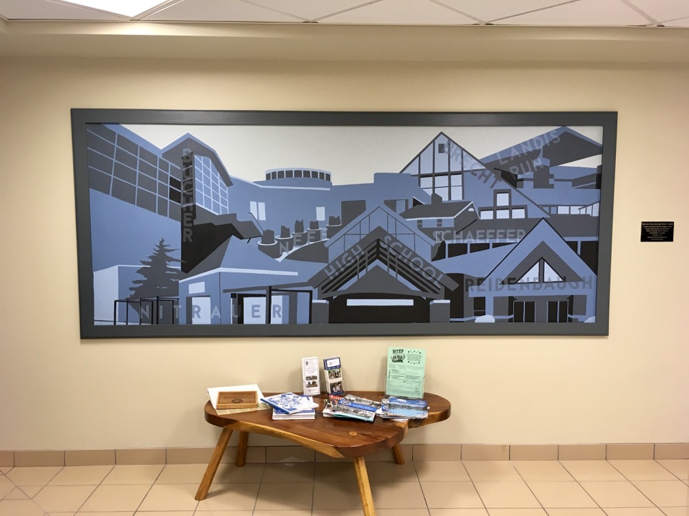 The MTSD Mural hanging in the lobby of the District Office