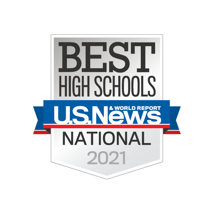 Award Image. Text reads Best High Schools, US News & World Report, National 2021