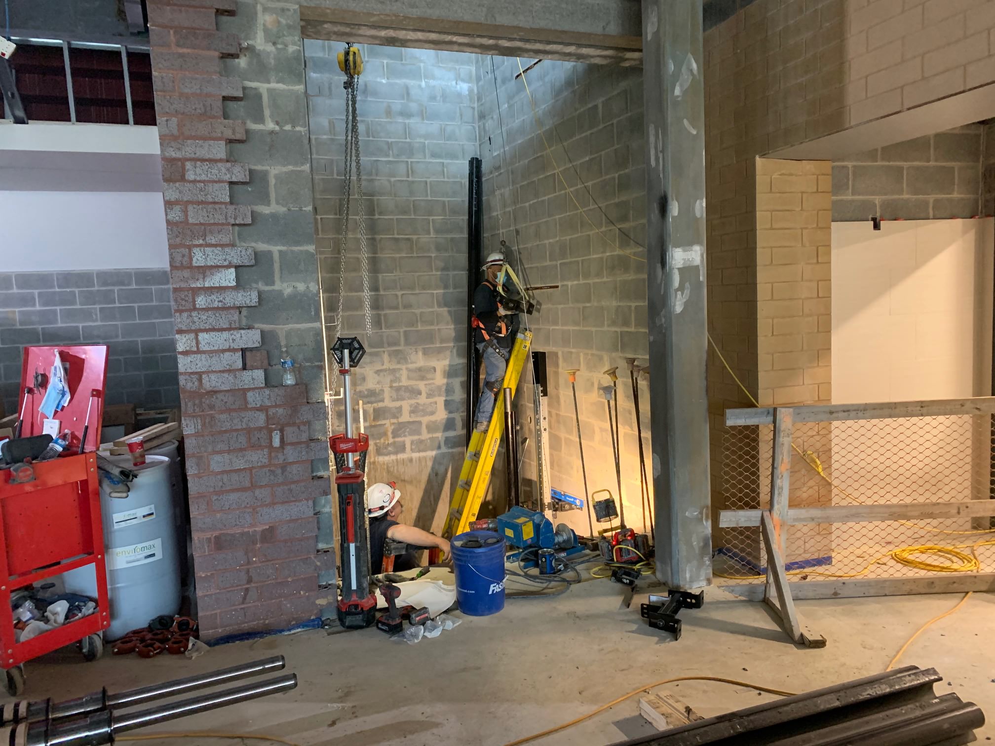 Elevator installation begins