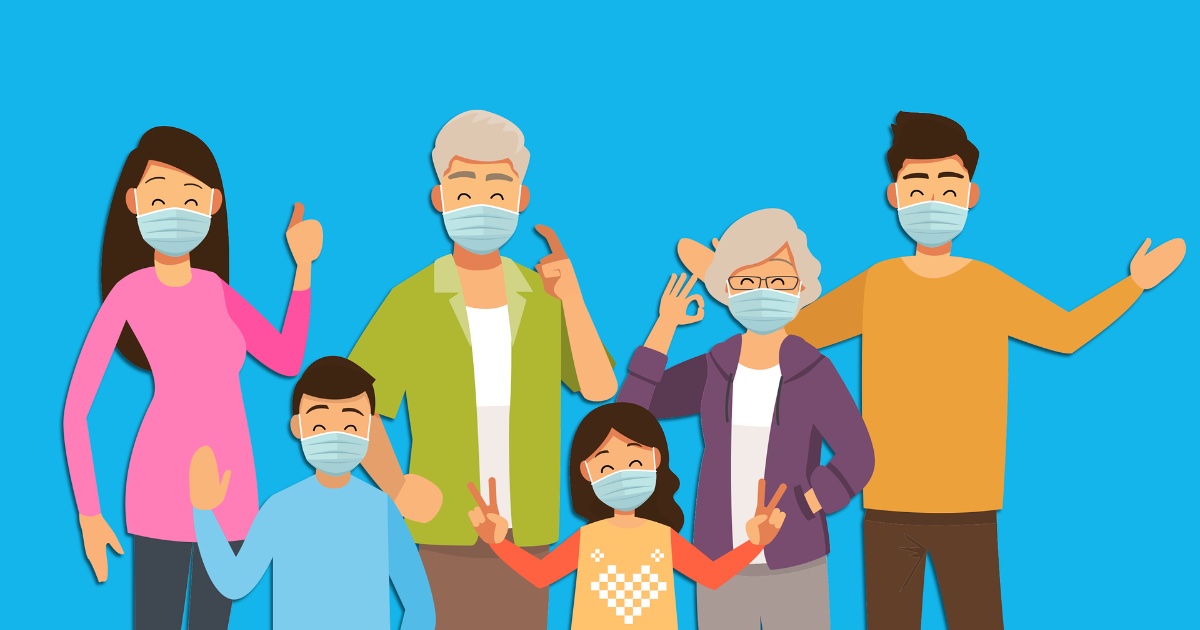 Six People Wearing Face Masks