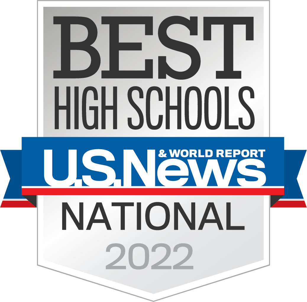 Award Image. Text reads Best High Schools, US News & World Report, National 2022