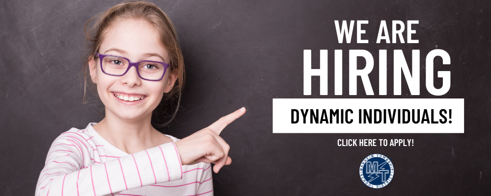 Graphic that says "We Are Hiring Dynamic Individuals" with a picture of a student.