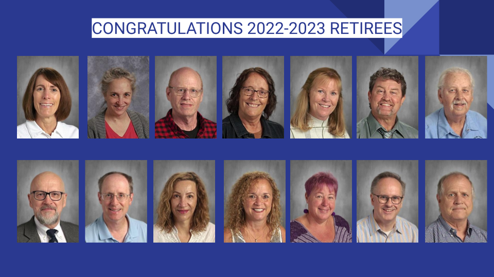 Photo collage of the retirees for the 2022-2023 school year