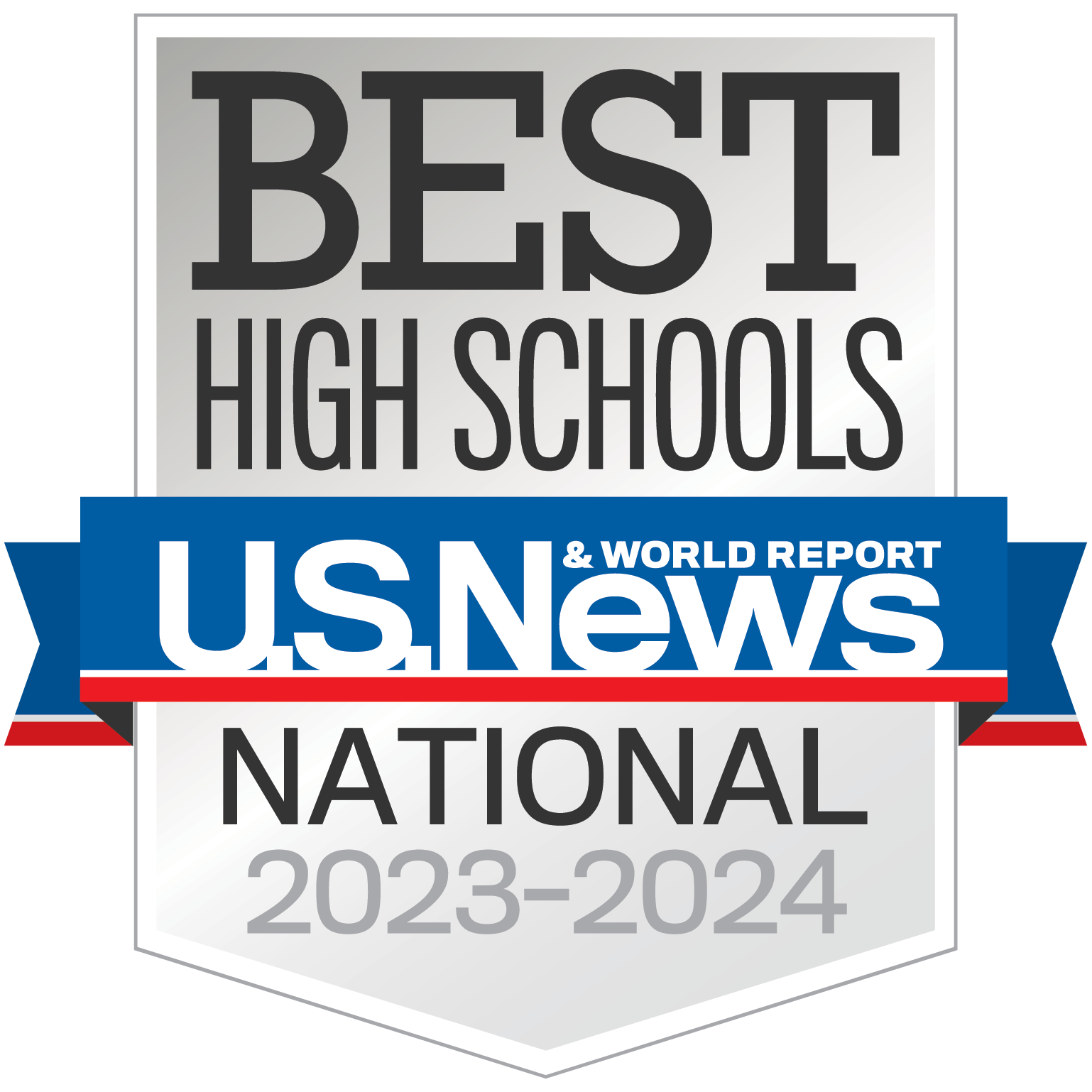 Award Image. Text reads Best High Schools, US News and World Report, National 2023