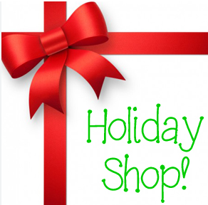 graphic that says "holiday Shop" 