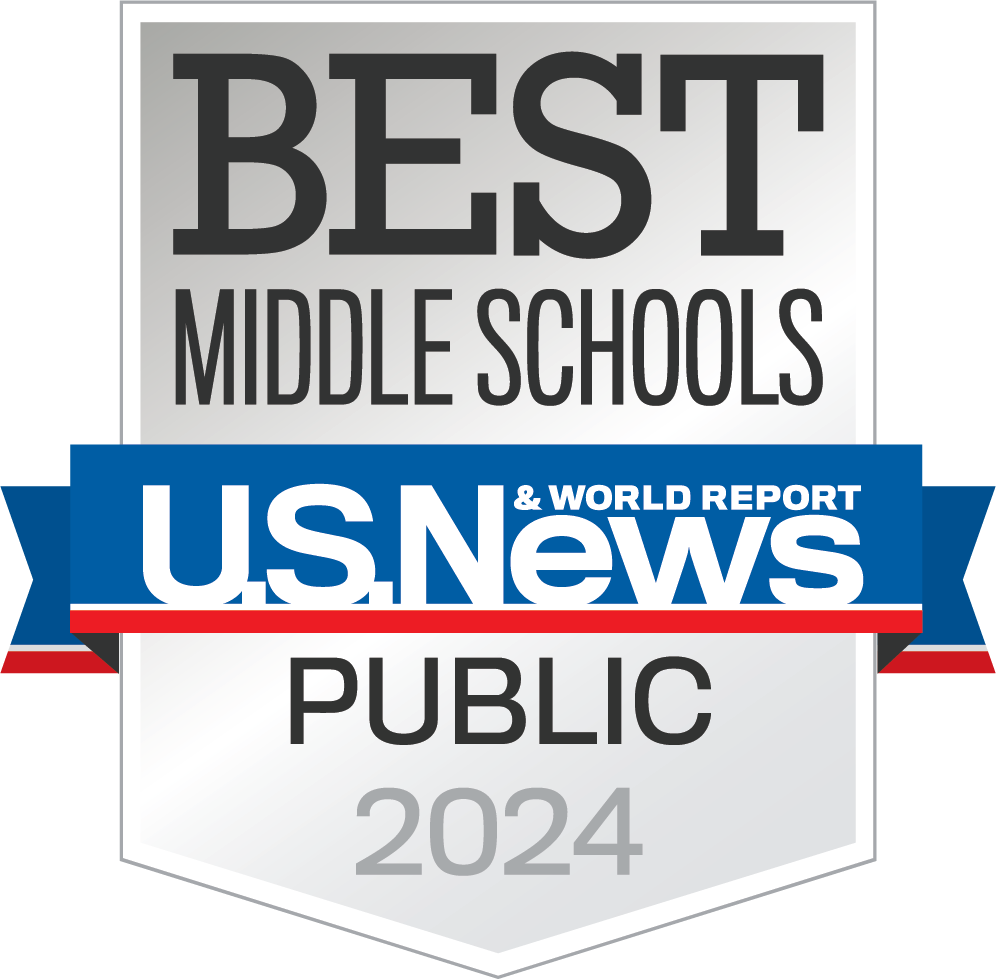 Award Badge reading Best Middle Schools, US News & World Report, Public 2024