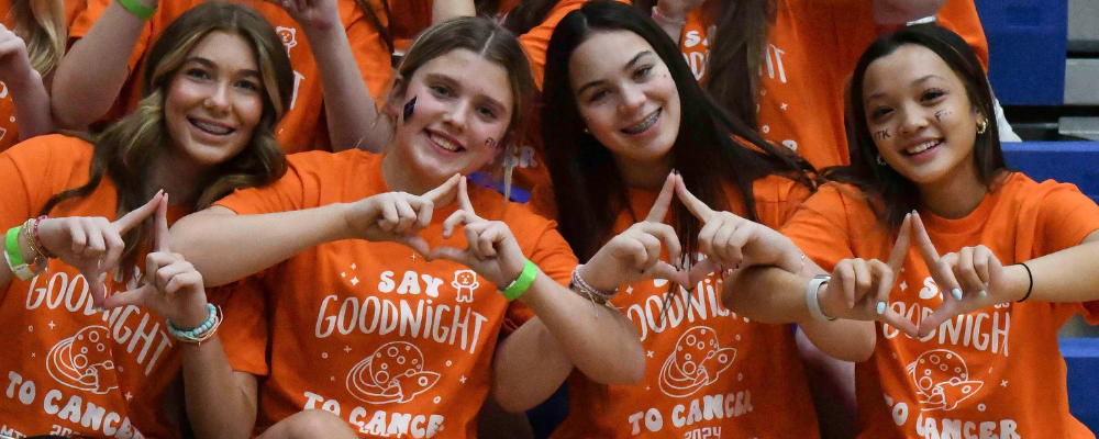 Students at a For the Kids pep rally